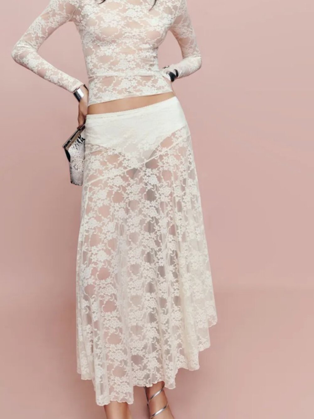 Reformation Mirabelle Knit Skirt Ivory - Size XS